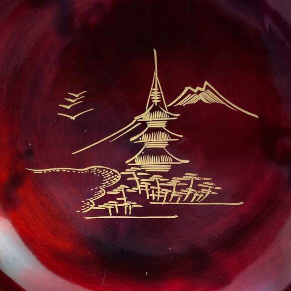 Vintage Aizu Japan Laquerware TRINKET bowls DECOR Asian collectibles Gold Red - Picture 13 of 14